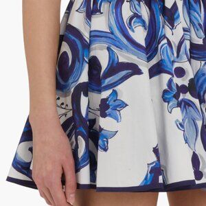 Gorgeous Dolce & Gabbana Blue Majolica-print A-line skirt